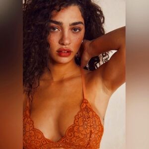 NWT Free People X We Are HAH Chi Lace Bralette in Rich Orange Women's Small